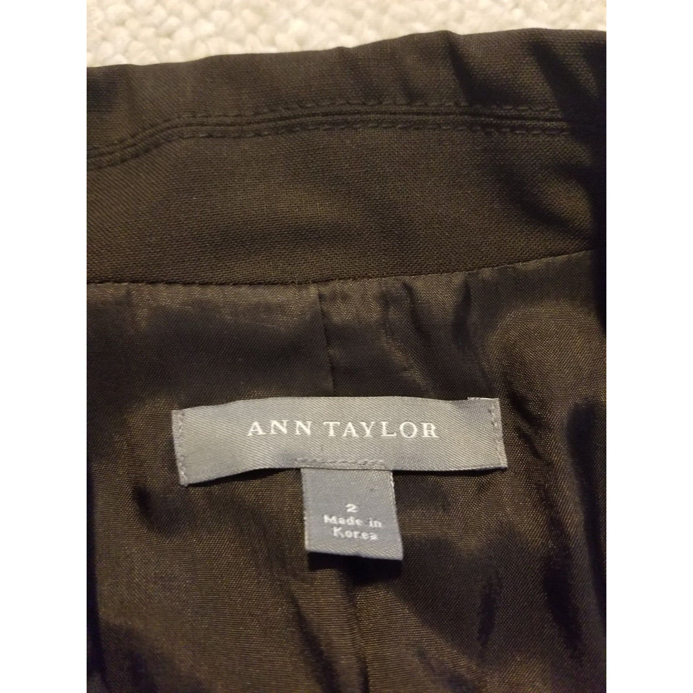 Women's Jacket-ANN TAYLOR-brown virgin wool stretch blazer Office preppy-2 - Picture 4 of 4